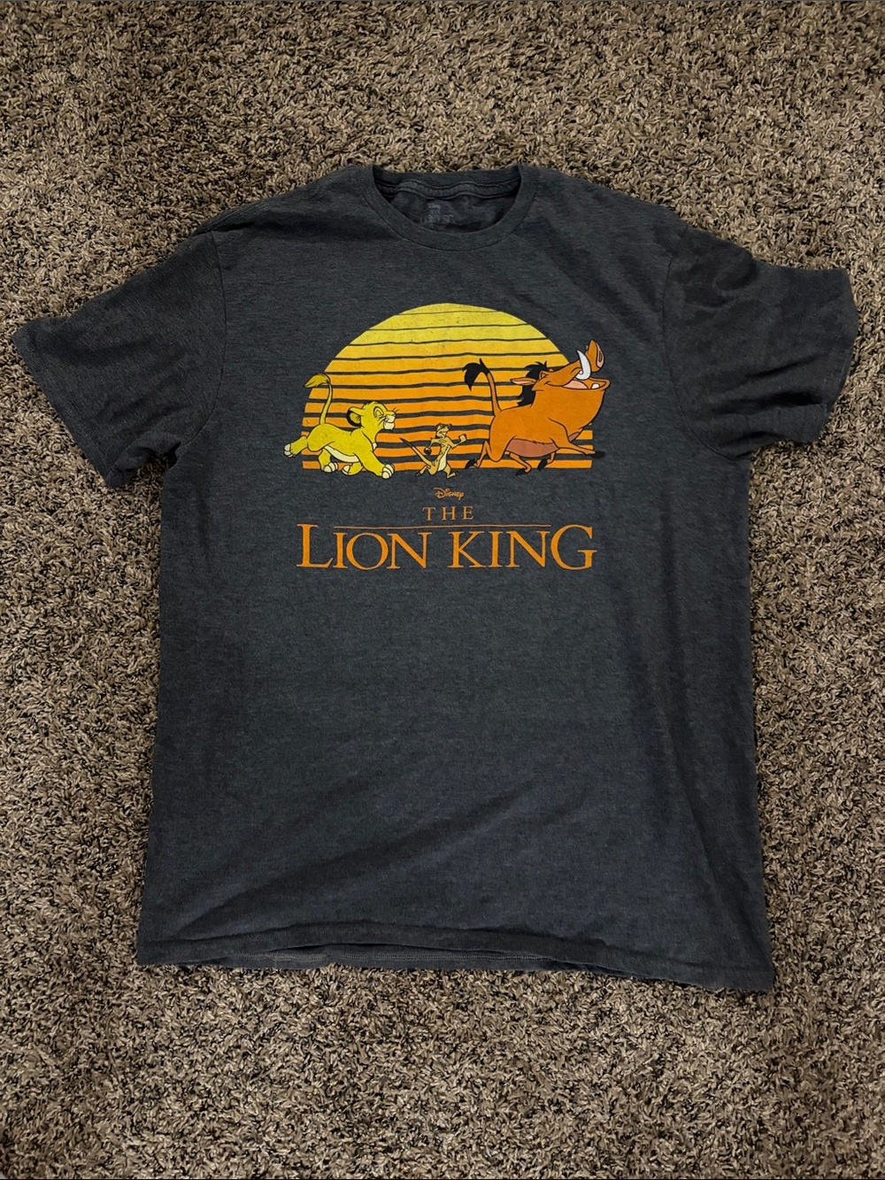 Disney The Lion King Short Sleeve Tee - Charcoal with Yellow & Orange Print